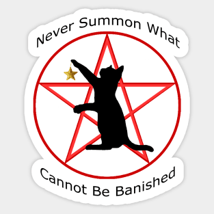 Black Cat in Red Pentagram Gold Star Sticker